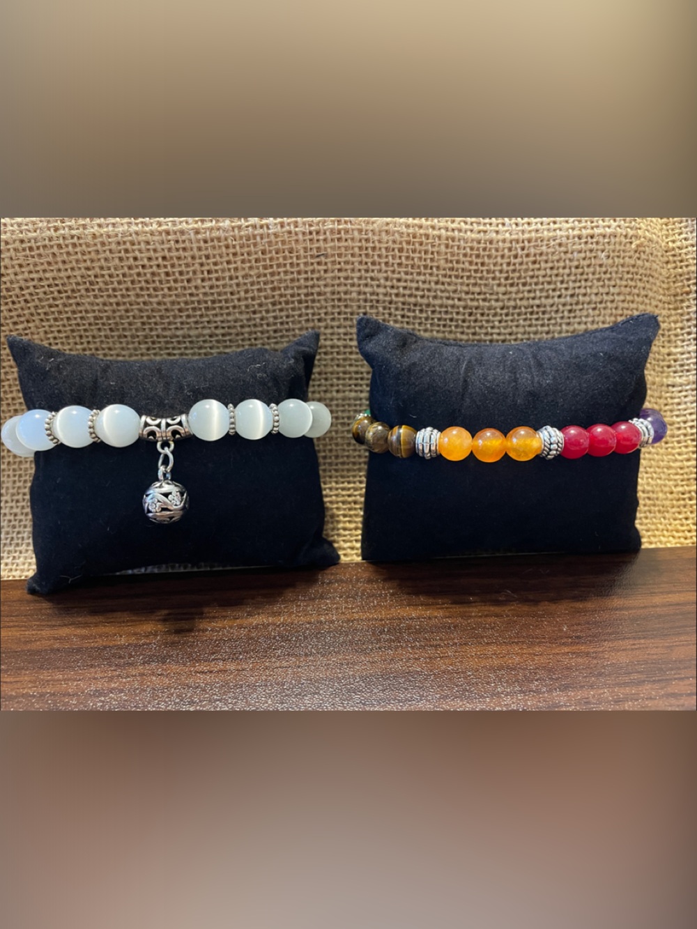 Stone beaded Bracelet Set - featuring charm and accents